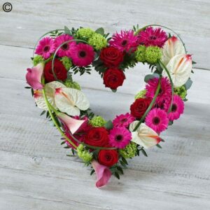 Product Name: Rosy Romance Heart floral arrangement
